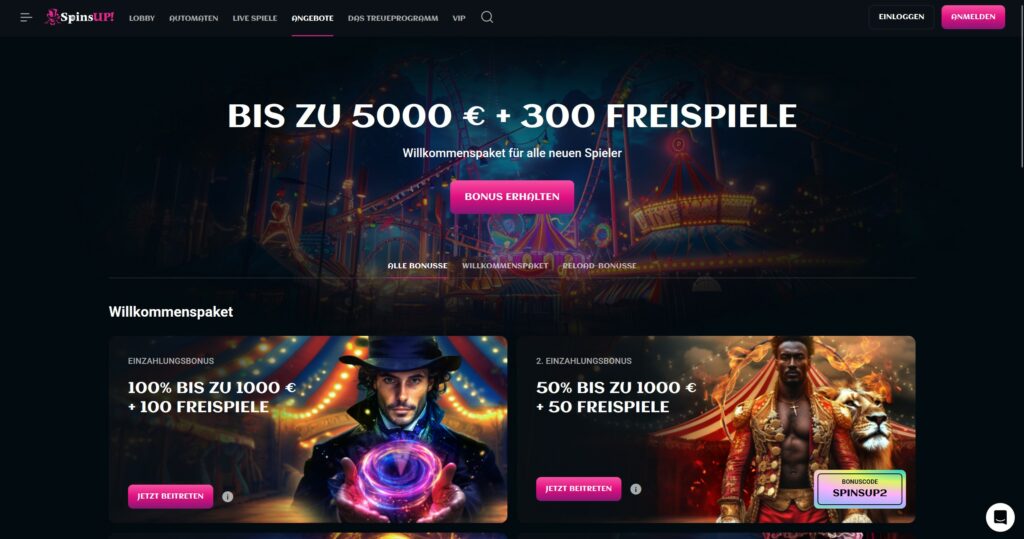SpinsUP Bonusangebote