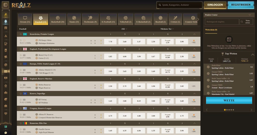 Realz 6 Realz Live Wetten