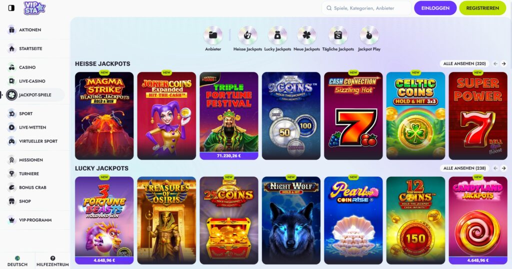 Vipsta 4 Vipsta Jackpot Spiele